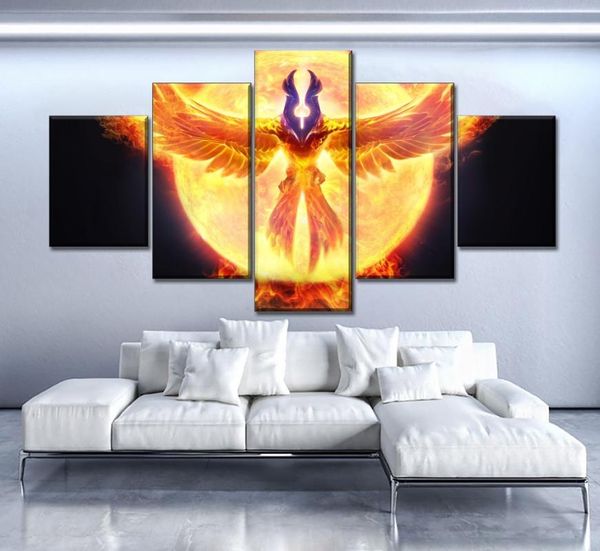 

paintings 5 piece canvas wall art dota 2 fire phoenix living room modern decoration bedroom image home office picture