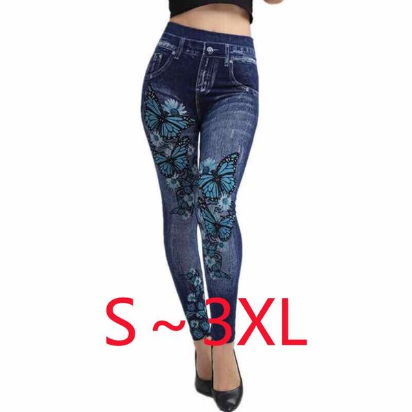 

women's leggings 2021 spring boutique fashion casual high imitation denim slim simple stretch elegant temperament, Black