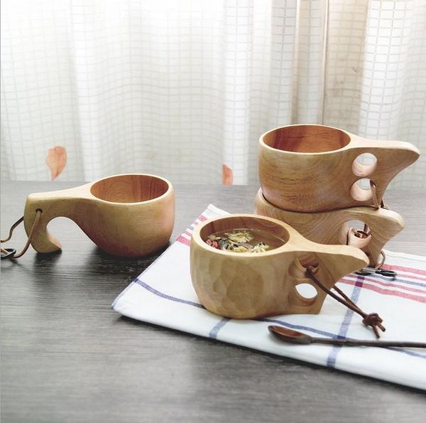 

japanese style wooden rubber milk cup mugs coffee cups drinking mug tea
