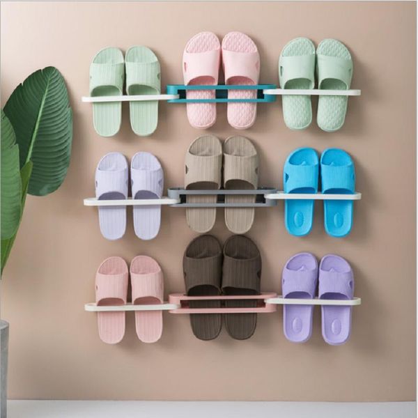 

storage bathroom slippers rack wall-mounted punch-toilet wall waterproof foldable accessories clothing & wardrobe