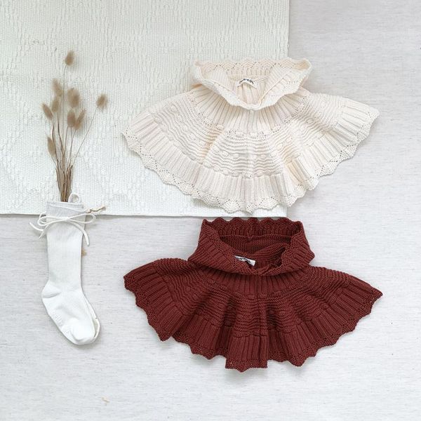 

jackets princess lace cloak outwear 2021 autumn winter children warm clothes cotton knit hooded poncho cape baby girl coat jacket, Blue;gray