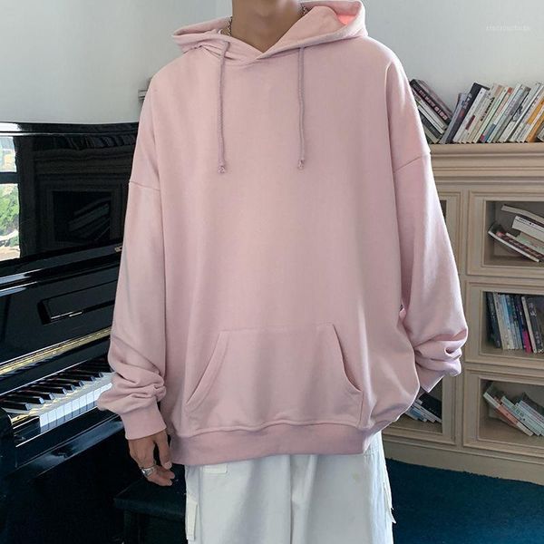 

men's hoodies & sweatshirts autumn cotton fashion solid color casual hooded sweatshirt men streetwear loose hip-hop pullover hoodie men, Black