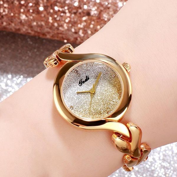 

wristwatches gradient leisure quartz watch exquisite atmosphere brand women's ladies steel strip ms. star wrist dress, Slivery;brown