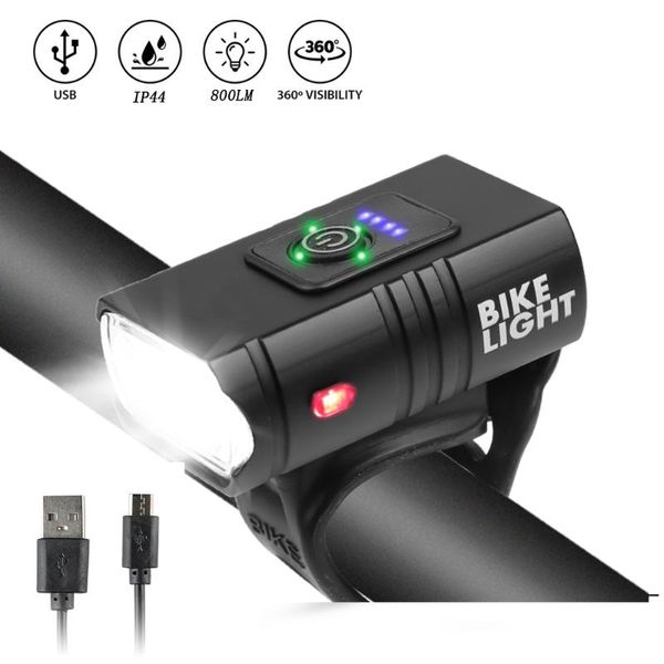 

bike lights t6 led bicycle light 10w 800lm 6 modes usb rechargeable power display mtb mountain road front lamp cycling equipment