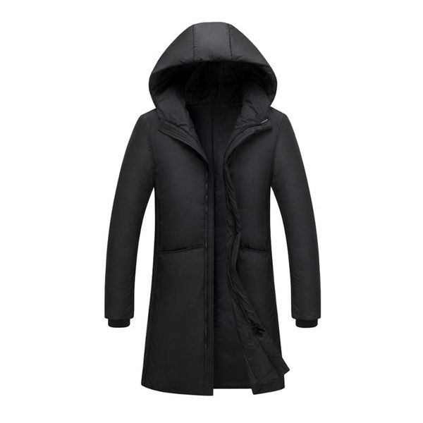 

men's wool & blends hooded down coat fashion male mid-length winter warm (black)