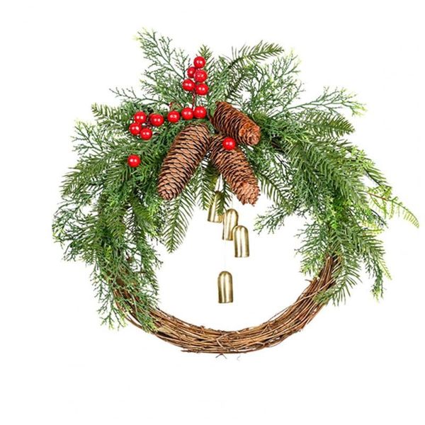 

decorative flowers & wreaths rattan xmas front door wreath artificial berries ornament farmhouse christmas hanging