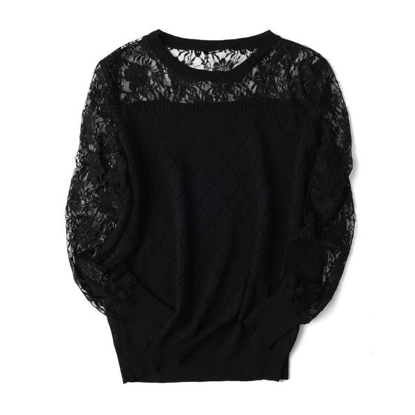 

women's sweaters summer crochet thin women sweater floral knit stiching pullover o neck solid chic female jumper pull femme a, White;black