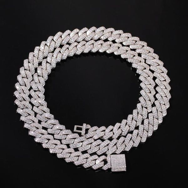 

chains men hip hop iced out bling cuban chain necklace zircon style necklaces hiphop jewelry, Silver