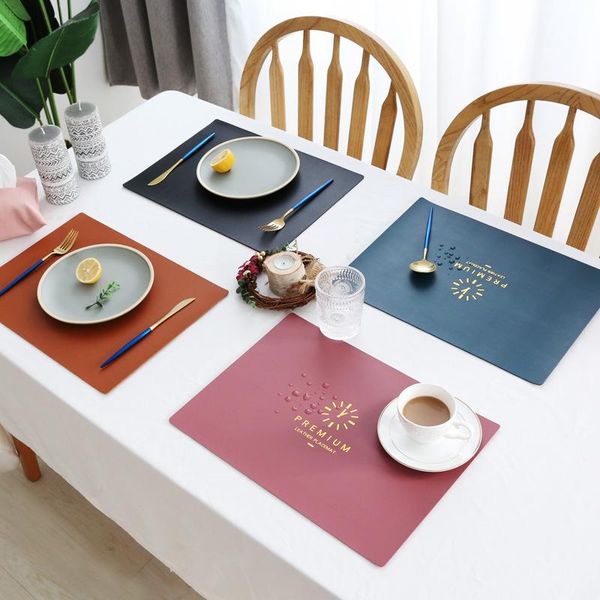 

mats & pads leather placemat tableware pad oil water resistant heat insulation non-slip tablemat set for kitchen washable cup