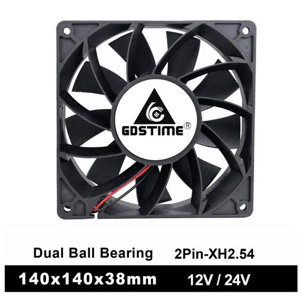 

fans & coolings 1pcs gdstime 14025 ball bearing dc 12v 24v 14cm 140mm 140x38mm cooling fan high wind pressure computer industry axial