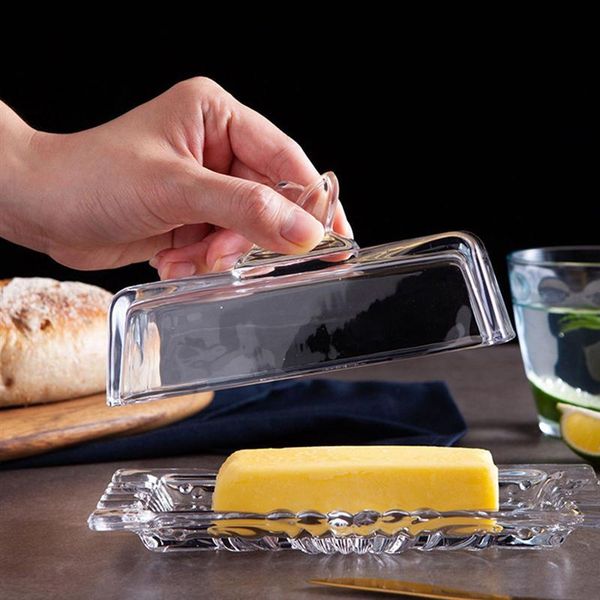 

dishes & plates glass butter dish box container home with lid kitchen dinnerware