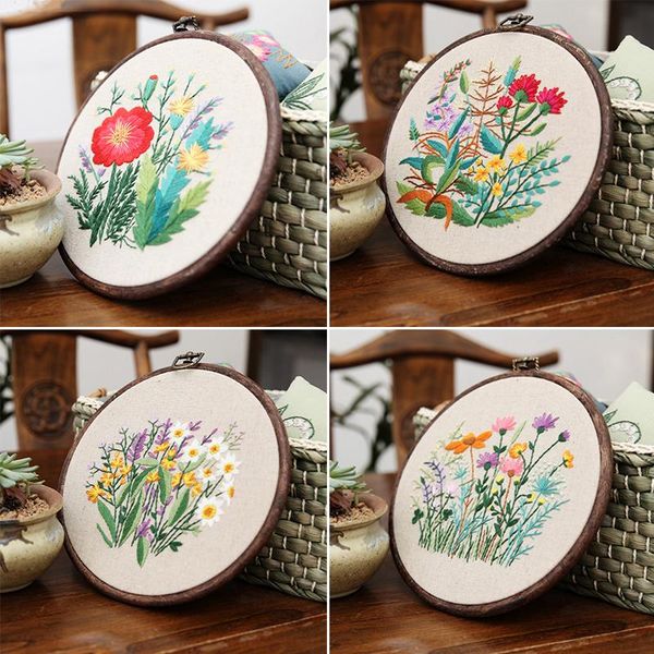 

other arts and crafts diy embroidery starter kit for beginner 7.9 inch with flower leave pattern cross stitch sasi