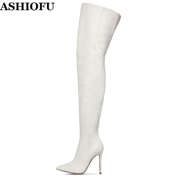 

boots ashiofu handmade style ladies over knee shinny faux-leather party club thigh high winter evening fashion, Black