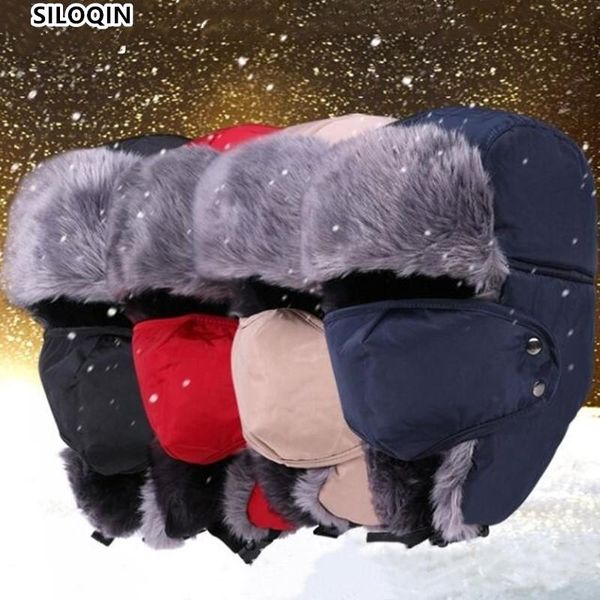 

berets siloqin winter men keep warm plus velvet thicken bomber hat womenÂ windproof riding outdoor motion ski hats couple casquette, Blue;gray
