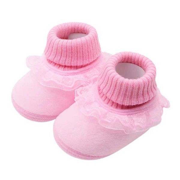 Botinhas Bebê Recém-nascido Moda Bebé Bebê Quente Fios de Lã Botinhas Com Flower Girls High Botas Prewalker G1023