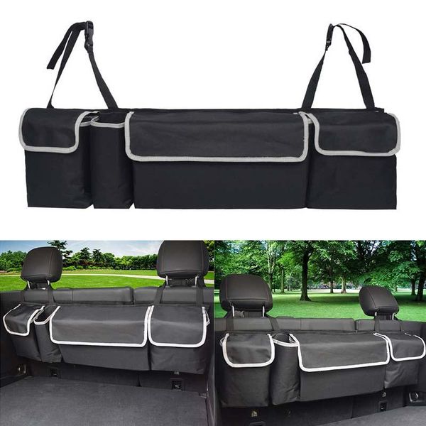 

car organizer rear seat hanging storage bag black waterproof high capacity pocket shape back organizers trunk