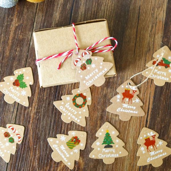 

greeting cards 48pcs christmas series kraft paper tags xmas tree hanging label diy crafts tag gifts wrapping