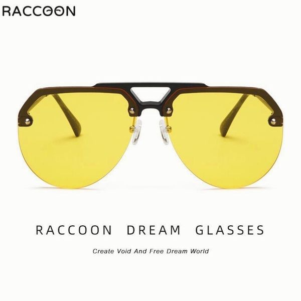 

sunglasses retro semi rimless pilot red beam women oversized sun glasses men twin vintage fashion sunglass uv400 eyewear luxury, White;black