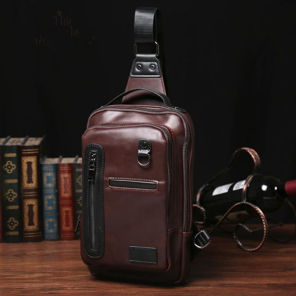 

waist bags pu leather men messenger bag casual crossbody fashion men's handbag chest male shoulder