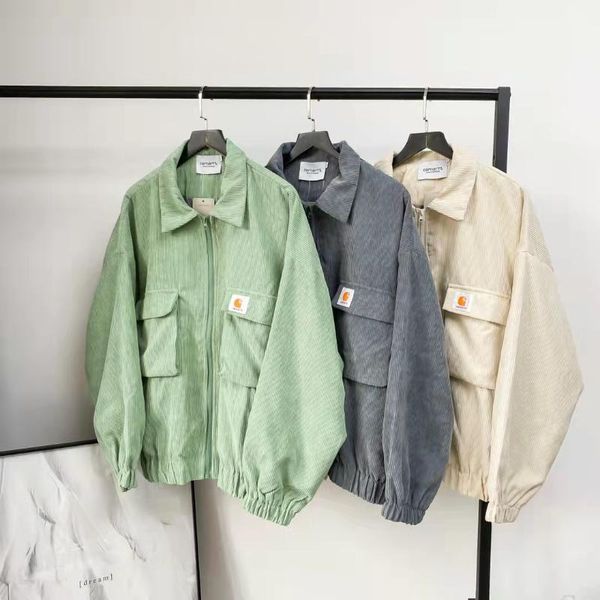 

men's casual shirts corduroy tooling jacket winter big pocket lapel shirt loose couple 2021, White;black