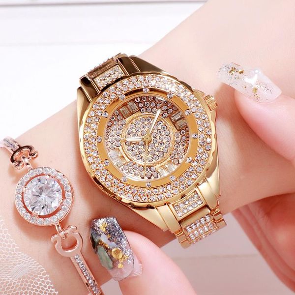 

wristwatches women watches light luxury diamond stars dial fashion quartz rhinestone brand bracelet watch, Slivery;brown