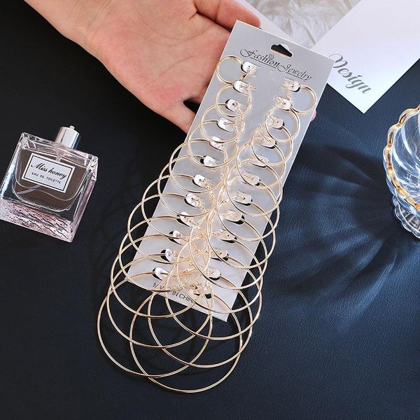 

hoop & huggie chenfan exaggerated metal big ear ring set personality 12 pairs combination fashion earrings for women 2021 jewelry, Golden;silver