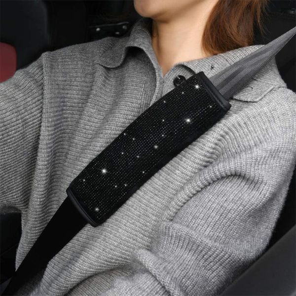 

safety belts & accessories black rhinestones crystal car seat belt cover shoulder pads shifter gear hand brake covers auto interior