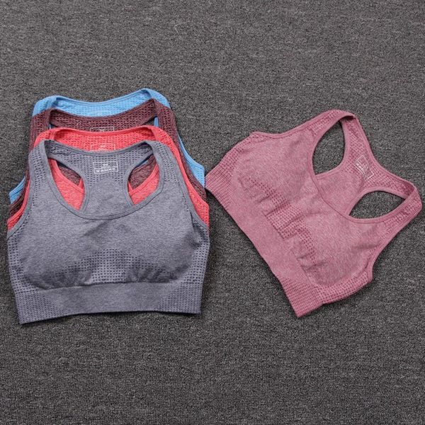 

gym clothing seamless sports bra fitness bralette woman running racerback yoga vest padded sport brassiere workout activewear, White;black