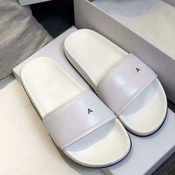 

classics fashion man women slipper sandals slides summer real leather platform flats shoes ladies beach slippers home011 19, Black