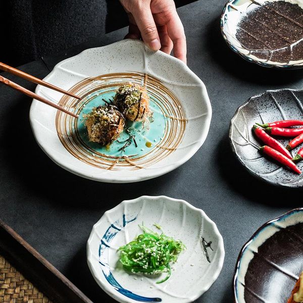 

dishes & plates rhe striped round ceramic plate set dinner restaurant kitchen steak salad noodles porcelain tray gift decoration