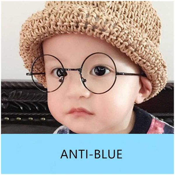 

fashion sunglasses frames children vintage glasses frame plain mirror big round metal optical kids snti blue kab010, Black