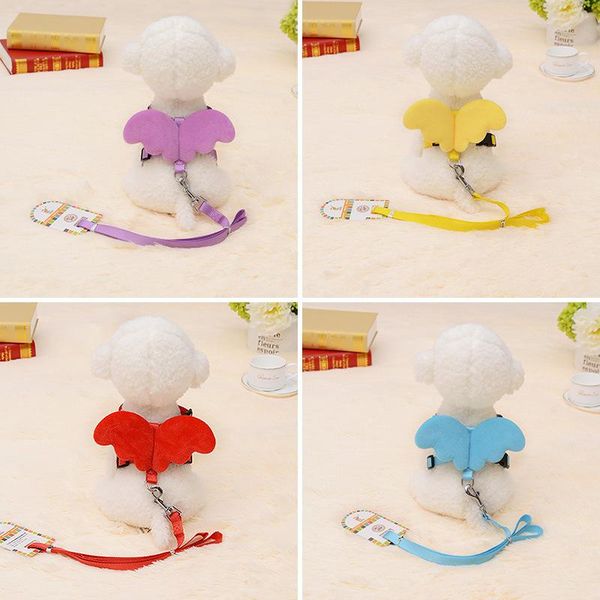 

colors pet small dog harness nylon leash beautiful angel wing puppy leads escape-proof for cats chihuahua pug collars & leashes