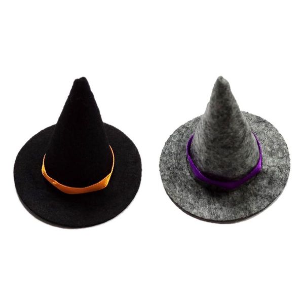 

christmas decorations promotion 20pcs wine bottle cover mini halloween witch hat festival party decoration gift ornament black & gray