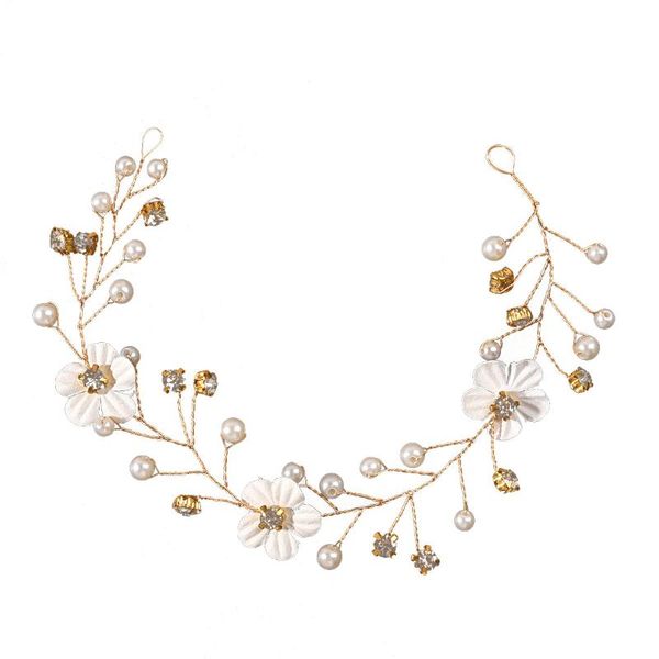 

hair clips & barrettes bridal flower headband soft chain beads wedding bride headwear edge clip accessories gifts for women lxh, Golden;silver