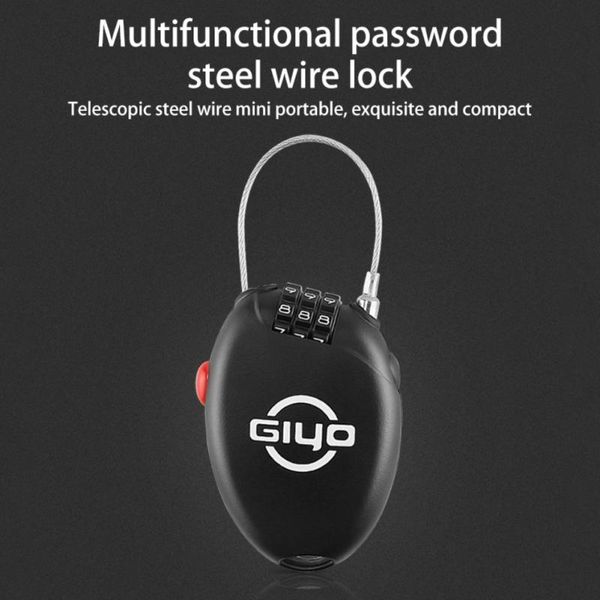 

bike locks bicycle lock multi function mini cable 3 digit password cycling helmet anti theft code padlock