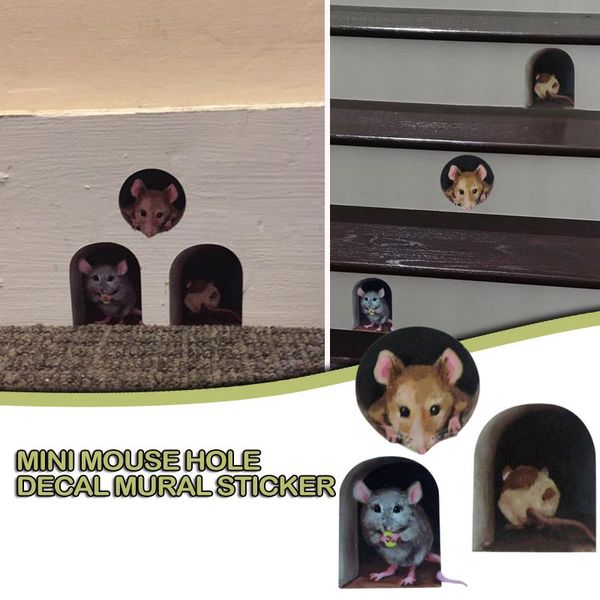 

mats & pads 3d creative miniature mouse hole decal mural unique sticker indoor and outdoor decoration 2021 wall fast ship #5g