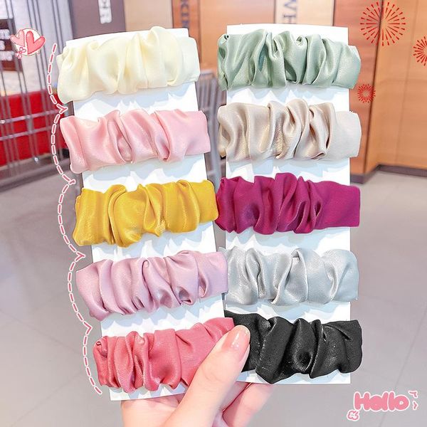 

hair accessories handmade girl clip pure color all-match satin folds hairpins headwear barrette styling tools for women, Slivery;white
