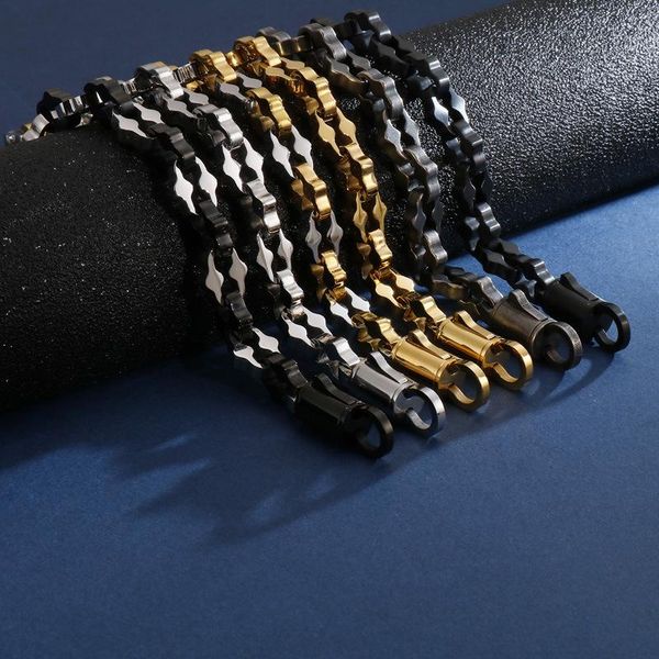 

link, chain hiphop punk black stainless steel biker jewelry accessories for male 11mm wide vintage mens gearwheel bracelets wristband