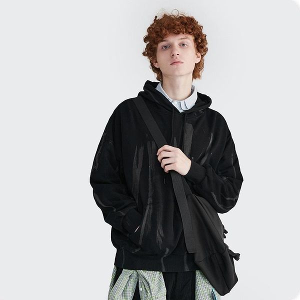 

men's hoodies & sweatshirts clothing 2021 autumn spring fashion black sweatshirt hip hop long sleeve pullover teen clothes kk3708