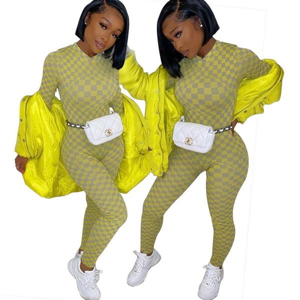 

women's jumpsuits & rompers women o neck plaid print jumpsuit long sleeve full length skinny bodycon streetwear overalls, Black;white