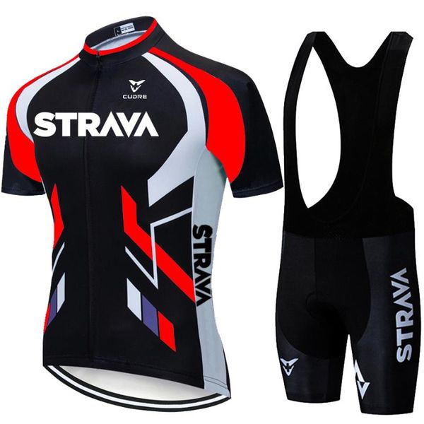 

racing sets fluorescent green strava cycling jersey red bicycle short sleeve clothing bike maillot bib shorts, Black;blue