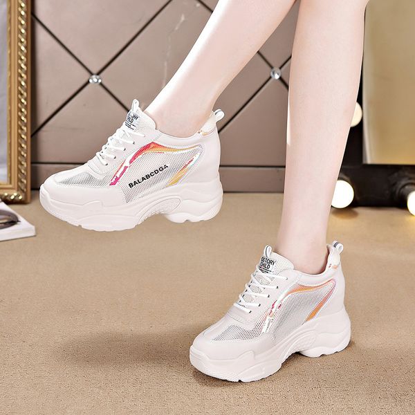 

dress shoes women chunky sneakers platform ladies brand wedges casual for woman leather sports dad aniu, Black