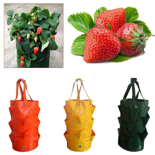 

multi-mouth plant grow bags vegetable planting pot pe strawberry planter breathable flower pouch container planters & pots