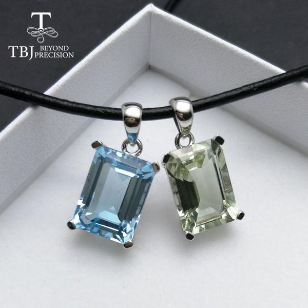 

tbj,natural sky blue z green amethyst gemstone pendant in 925 sterling silver classic jewelry for women 2 colors select gift bracelet, e, Black