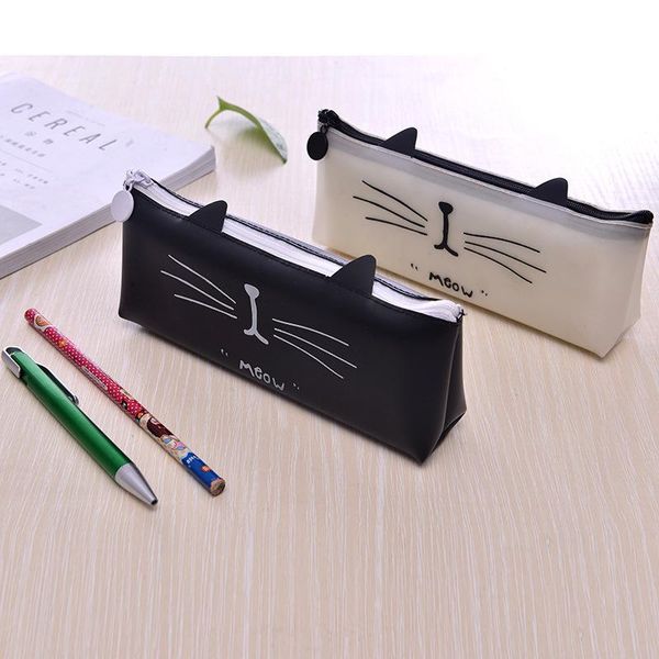 

wallets creative key case boys small pouch storage bag cute cat jelly coin purse student pencil simple little wallet girls, Red;black