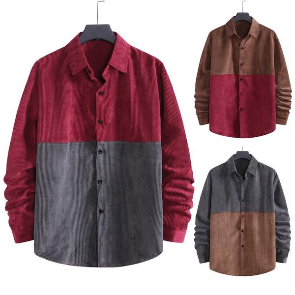 

colorblock solid shirt mens long sleeve pocket casual men shirts contrast patchwork splice oversized camisas business social men's, White;black