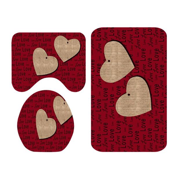 

carpets 3pcs heart-shaped printed carpet anti-slip floor mat door rugs for household bedroom bathroom