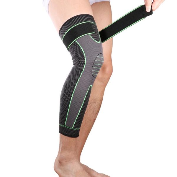 

brand anti-slip lengthen knee pad long leg sleeve bandage compression brace sport warmth support elastic protector elbow & pads, Black;gray