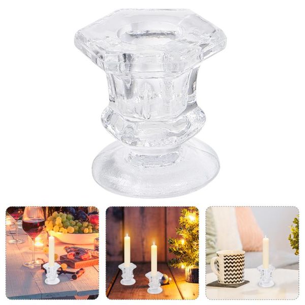 

3pcs clear glass candle holders simple stand thickened candlestick