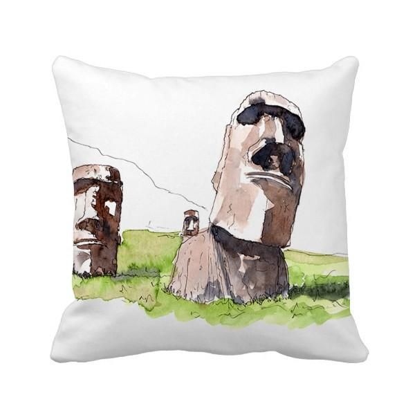

pillow moai statues in easter island throw square cover
